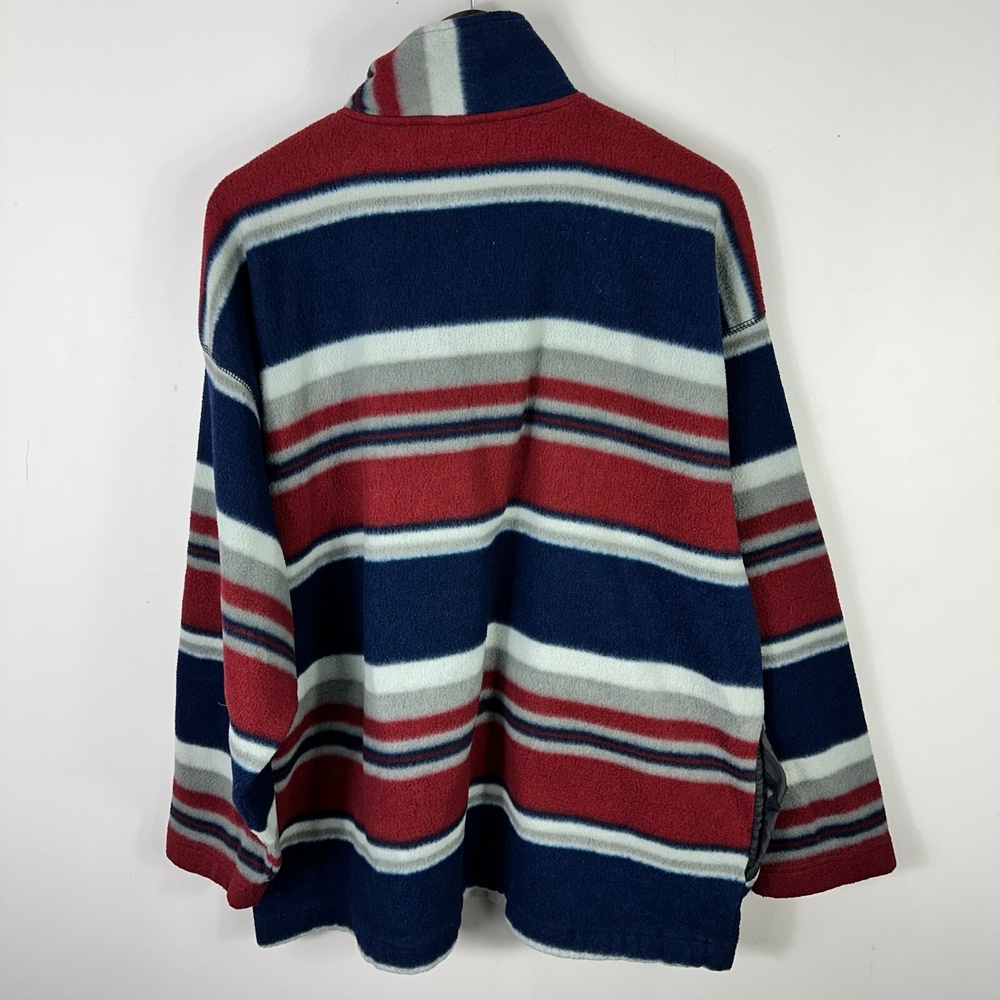 Vintage Bugle Boy Fleece Sweatshirt Mens XL Red Blue Striped Y2K Grandpa 90s - Picture 6 of 7